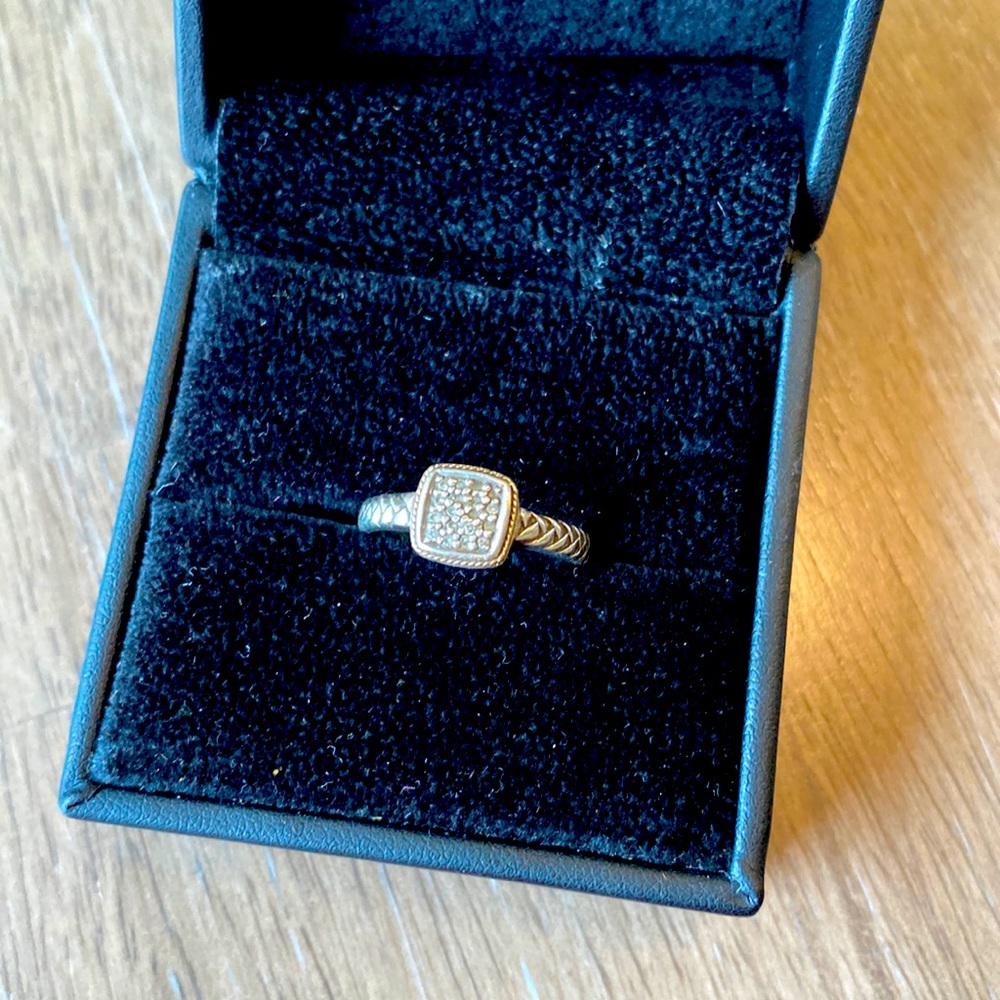EFFY Collection Sterling Silver Diamond Cluster Ring with 18K Trim